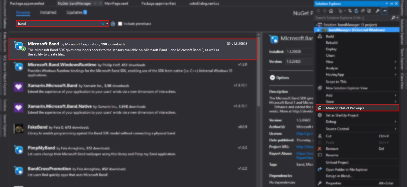 Installing Microsoft.Band package
