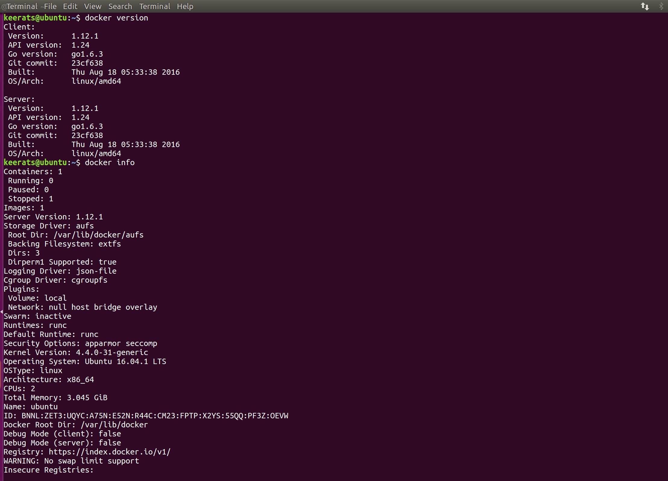 Verify Docker installation on Linux