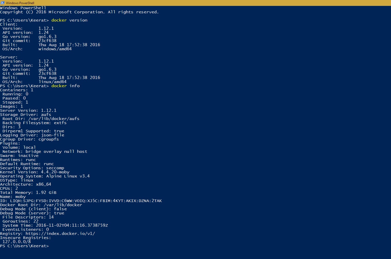 Verify Docker installation on Windows