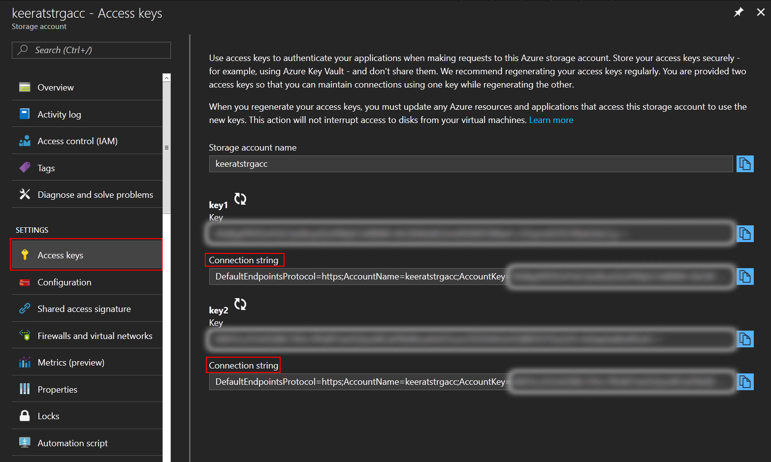 Connection String Azure Storage Account